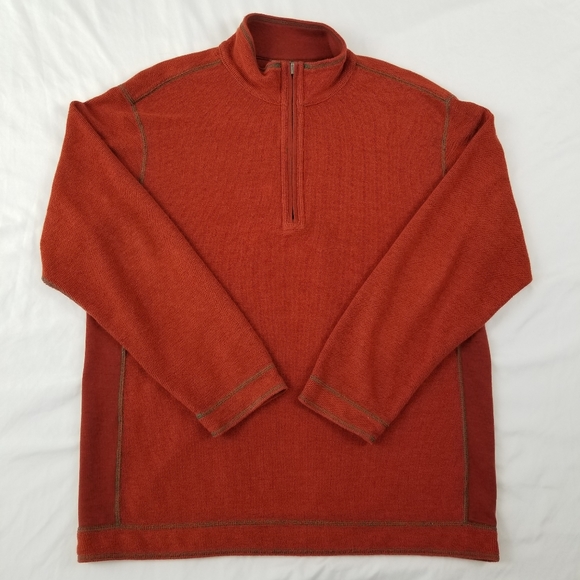 Tommy Bahama Men Reversible Sweater Half-zip Pullover Casual Sweater Orange XL - Picture 5 of 10